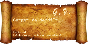 Gerger Valdemár névjegykártya